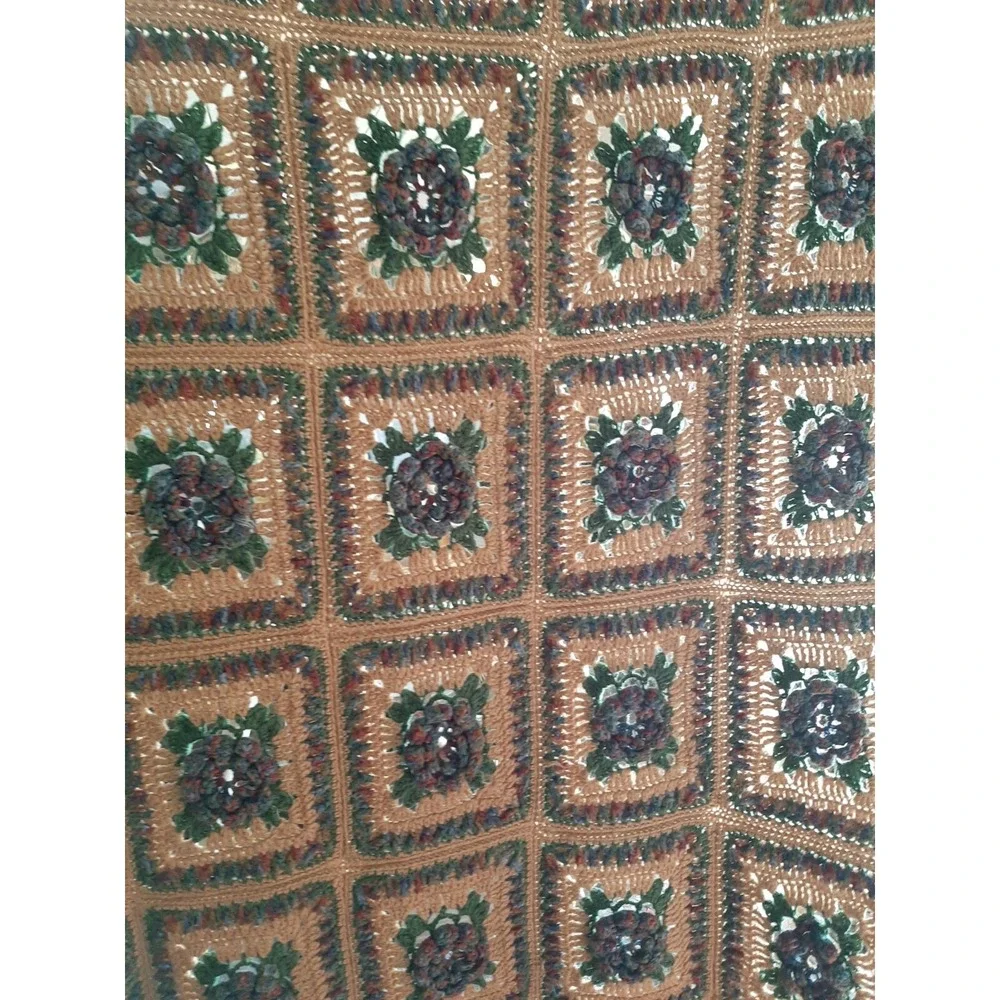 HANDMADE CROCHET Knit AFGHAN Rose FLOWER Quilt COUCH Lap THROW BLANKET 57